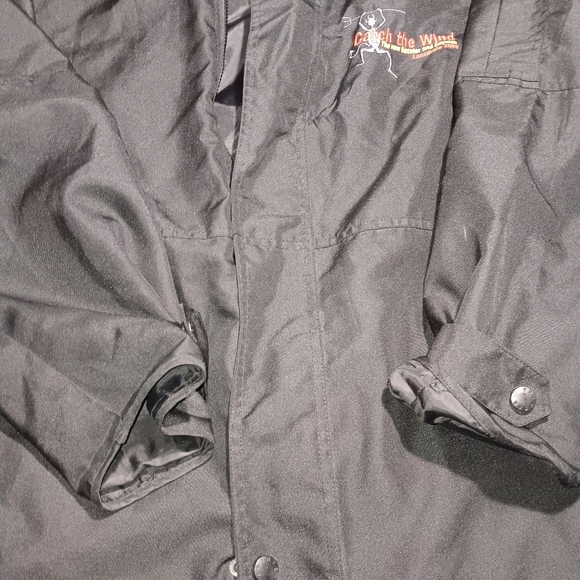 PRINTER CATCH THE WIND JACKET BY JAMES HARVEST SPORTSWEAR LARGE BLAck with hood - Picture 2 of 8